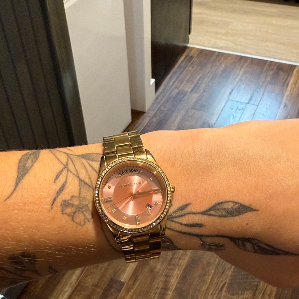 Michael Kors Rose Gold Watch with Crystal Accents